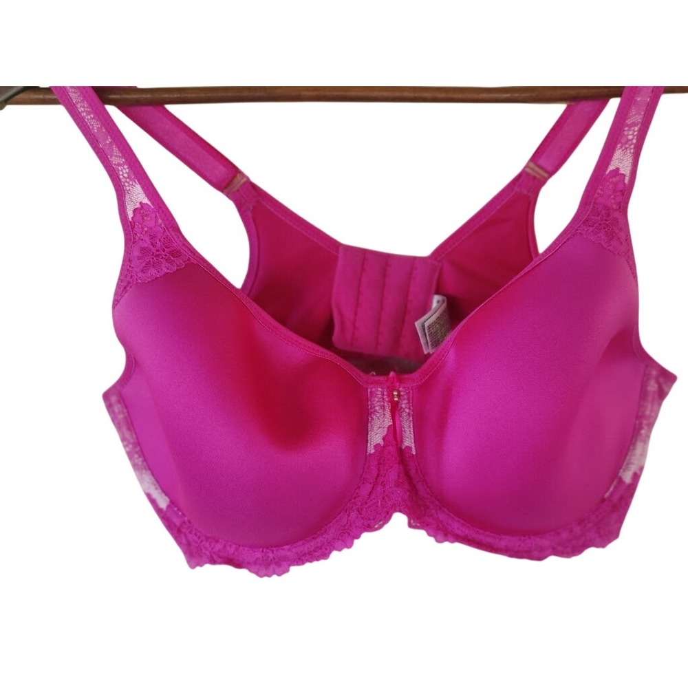 Wacoal Bra Womens 34D Magenta Pink Lace Trim Underwire Luxury Lingerie Intimate